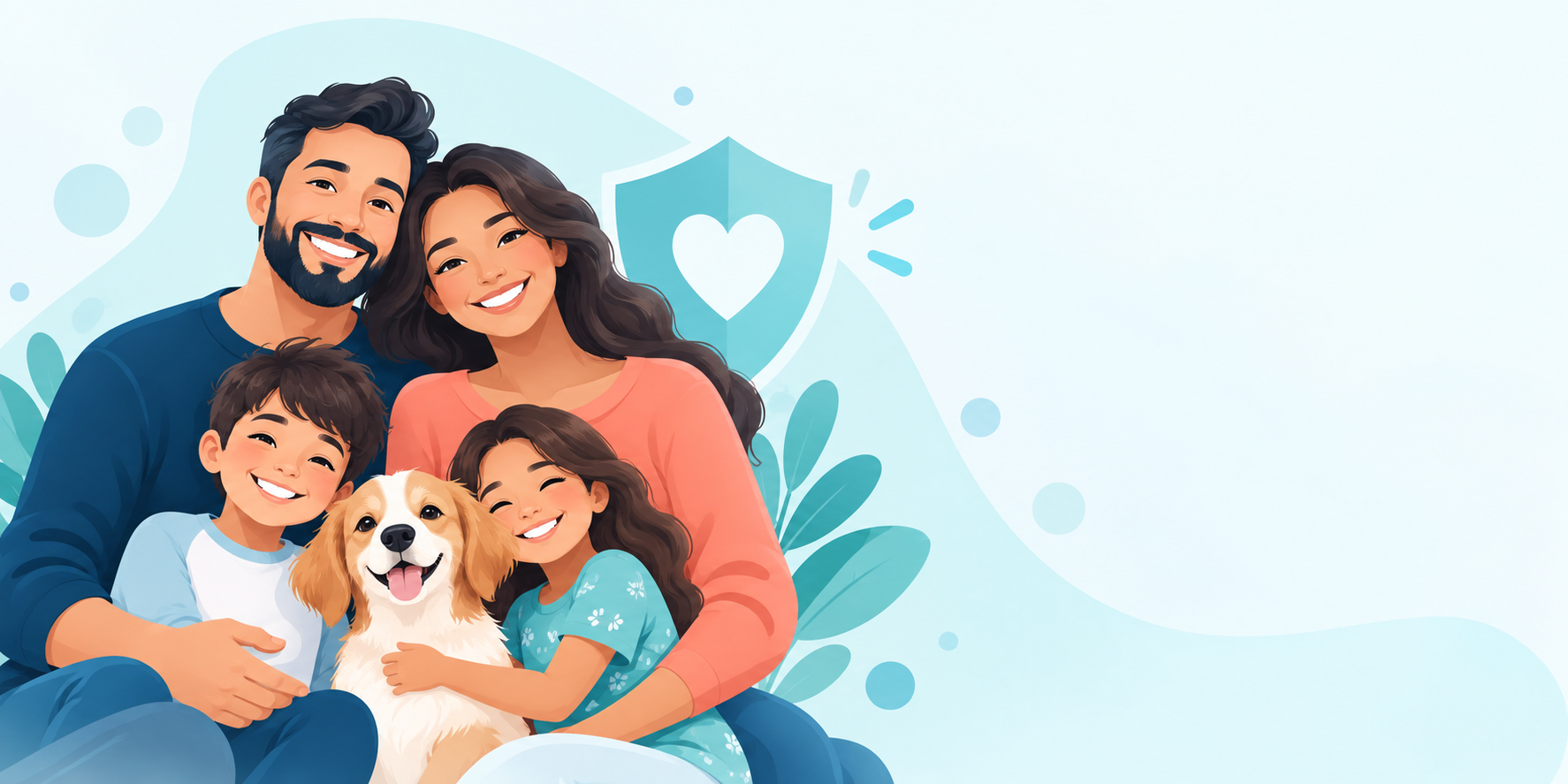Família sorrindo reunida em um ambiente acolhedor